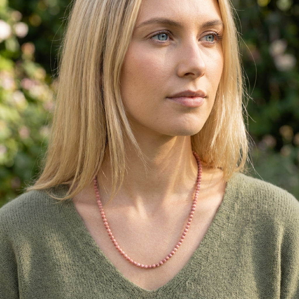 Κολιέ Ροδονίτη Ασήμι 925