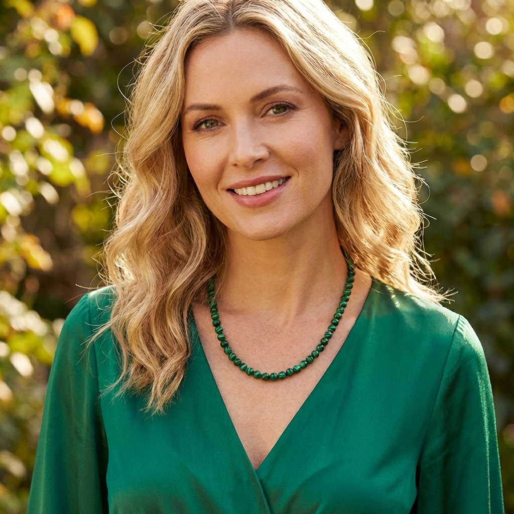 Κολιέ Μαλαχίτης Ασήμι 925!