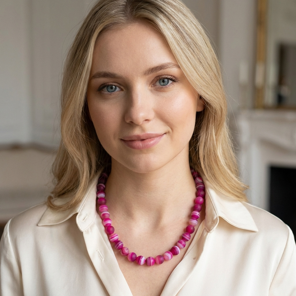 Κολιέ Αχάτης Mat Vain σε χρώμα Ροζ!